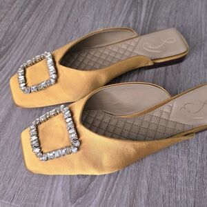 Sam Edelman 7.5 Elegant Golden Yellow Satin Women's Shoes Lavina- Brand NEW